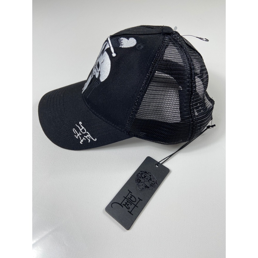 Ed Hardy Hat Black Mesh Trucker Cap Skull And Dagger One Size Fits All Snapback - Picture 3 of 8